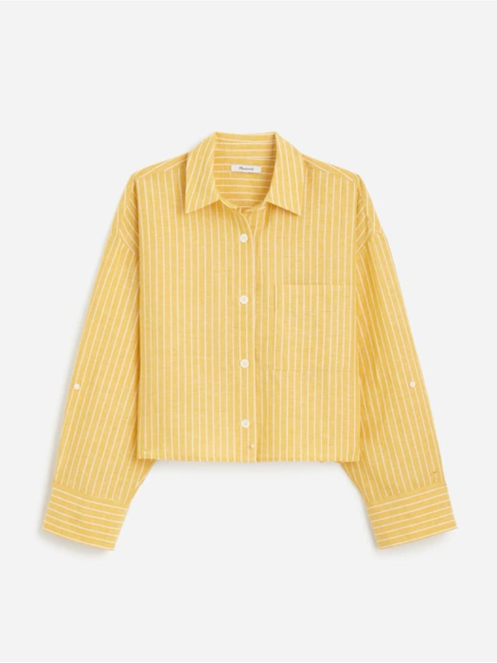 Madewell Yellow Stripped Straight Crop Shirt XL